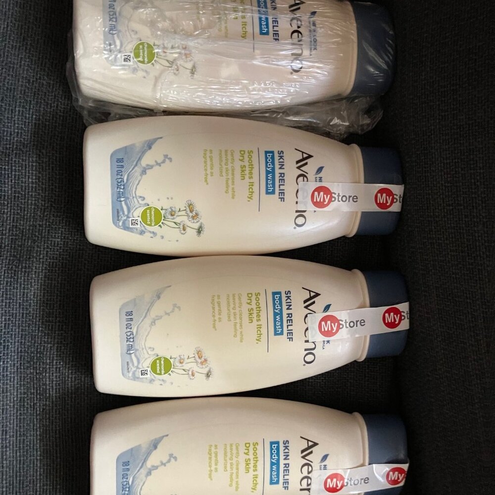 4 x Aveeno Skin Relief Body Wash Chamomile Scented 18 fl oz (532 mL)